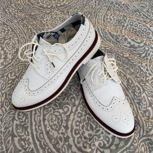 Paisley & Gray White Brogue Oxfords
